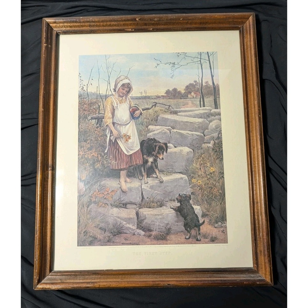 Vintage G. Hillyard Swinstead "The‎ First Step" Framed Print 1885 Victorian Art
